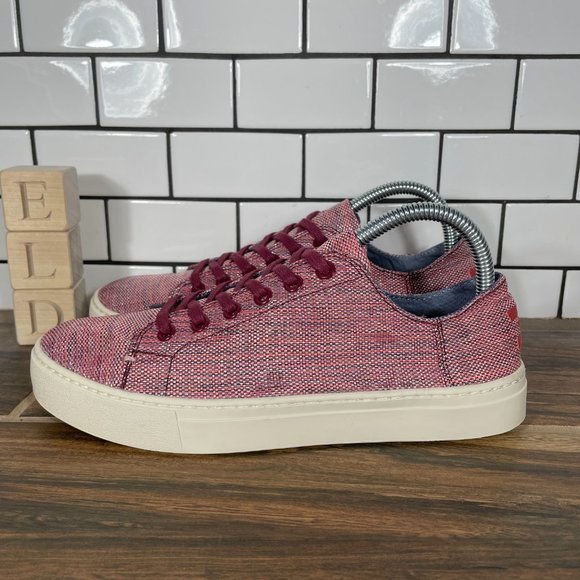 Toms Shoes - Toms Lenox Womens Sz 8 Shoes Pomegranate Woven Melange Lace Up Casual Sneakers